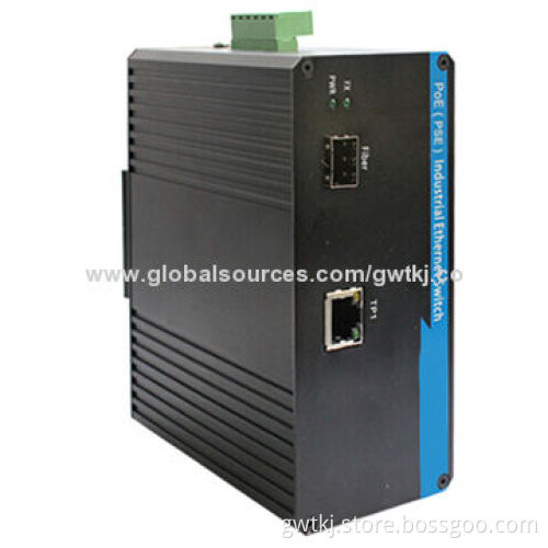 Gigabit PoE(PSE) industrial Ethernet switch, 1x1G SFP port, IEEE802.3af / 15.4w, -48V DC power input